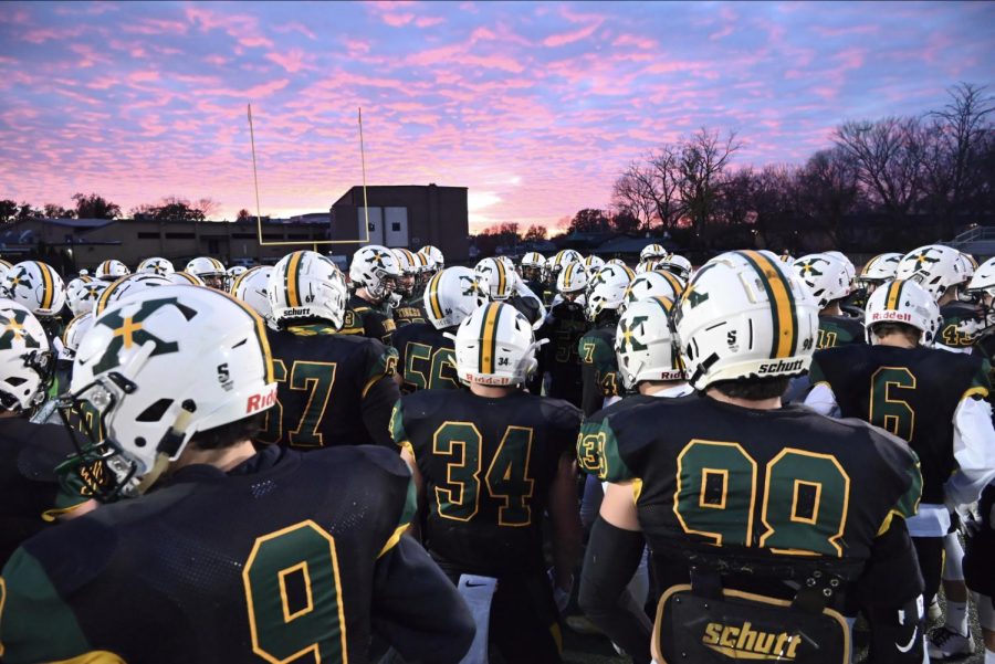 The Tigers preparing pregame for the State Semifinal. 