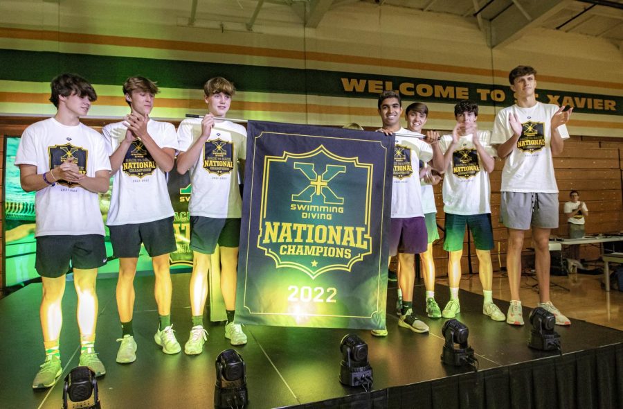 St. X swimmers celebrate  their hard earned back-to-back national championships 
