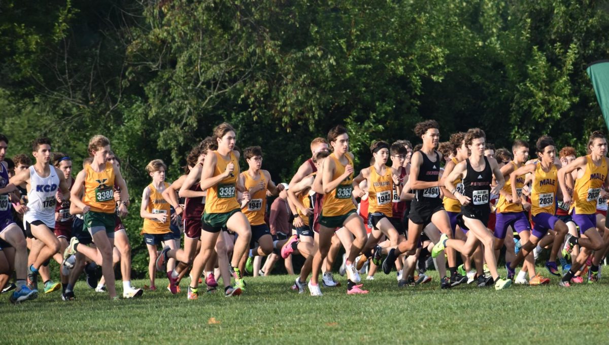 Brodie Terkhorn leads the pack at the start of the Tiger Run.