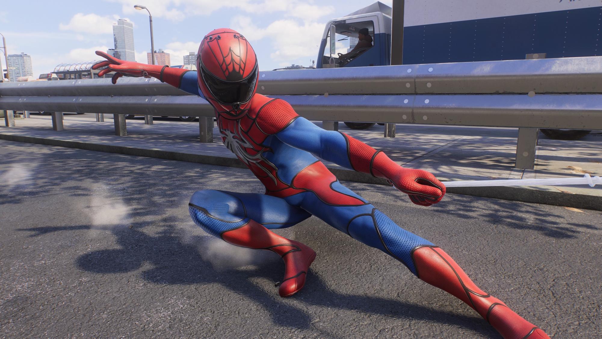 The Fluro Suit (Style 1) for Peter Parker (Captured in Photo Mode of Marvel’s Spider-Man 2 on the PlayStation 5)