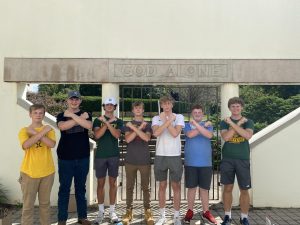 St. X students at the front entrance of the Abbey (Photo Courtesy of Isaac Bean)