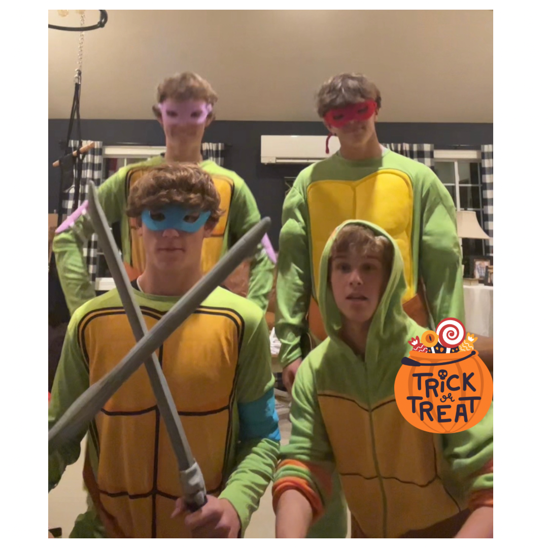 Lou Webber, WillB Smith, Grayson Petty and TJ Kaskocsak in their Ninja Turtles costumes (Photo Courtesy of Lou Webber)