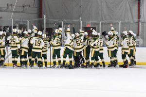 The Ice Tigers celebrating on the ice (Photo courtesy of StxTigerHockey Twitter)