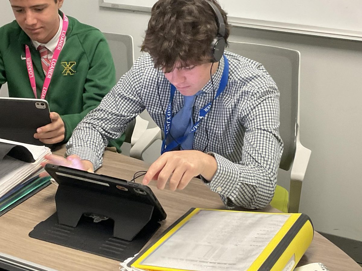 Jackson Curran working on an assignment 