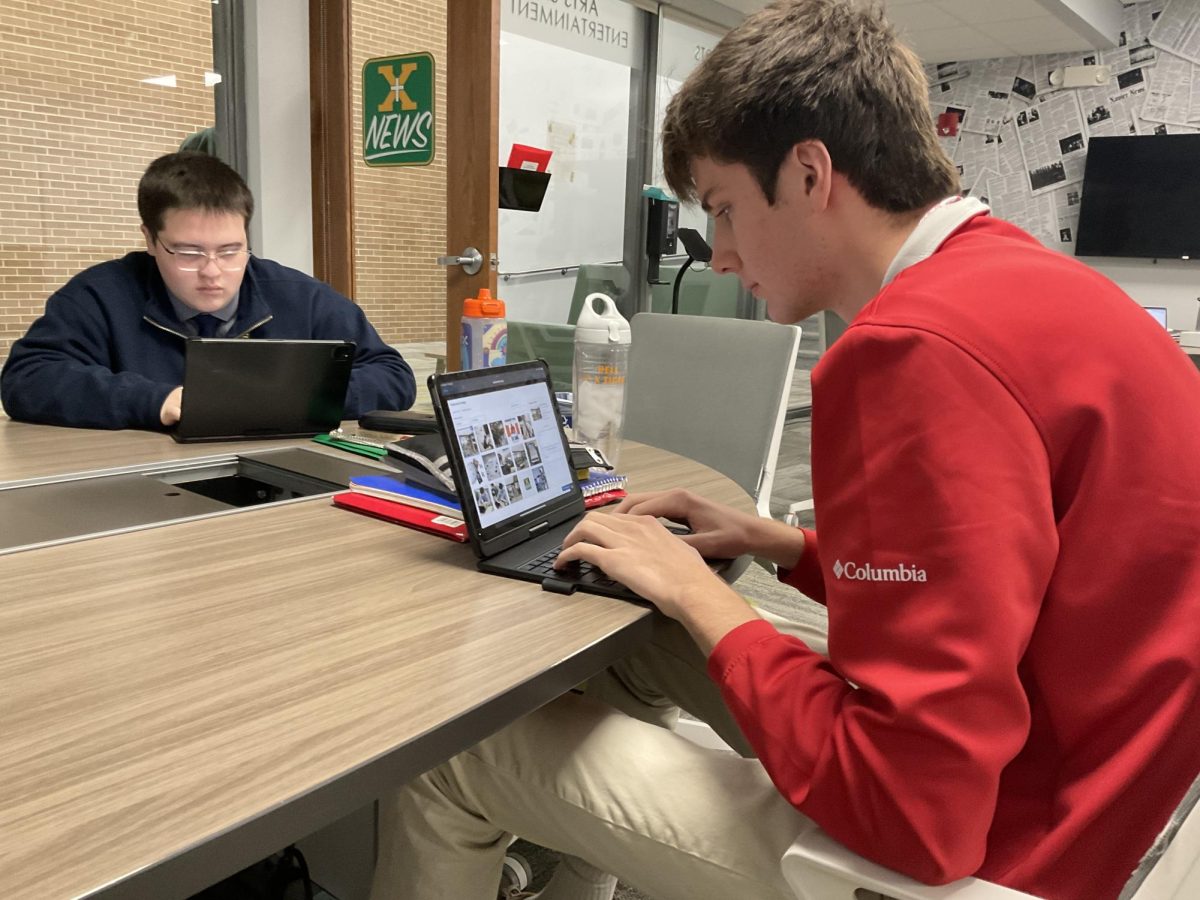 Ethan Bell working diligently on his midterm project.