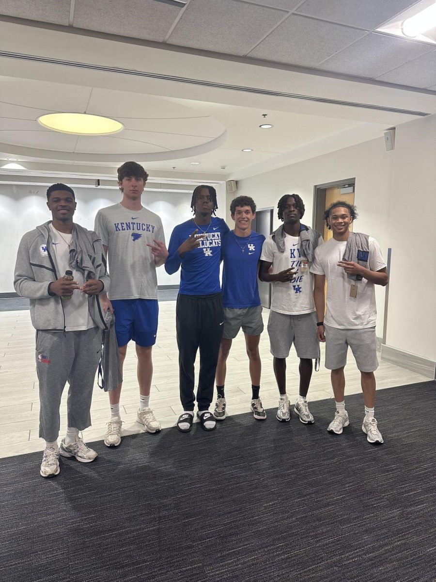 Me with some Kentucky players during a summer practice 