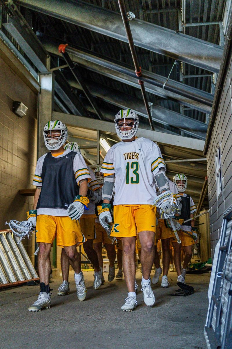 Tigers walking out from the locker room. 
