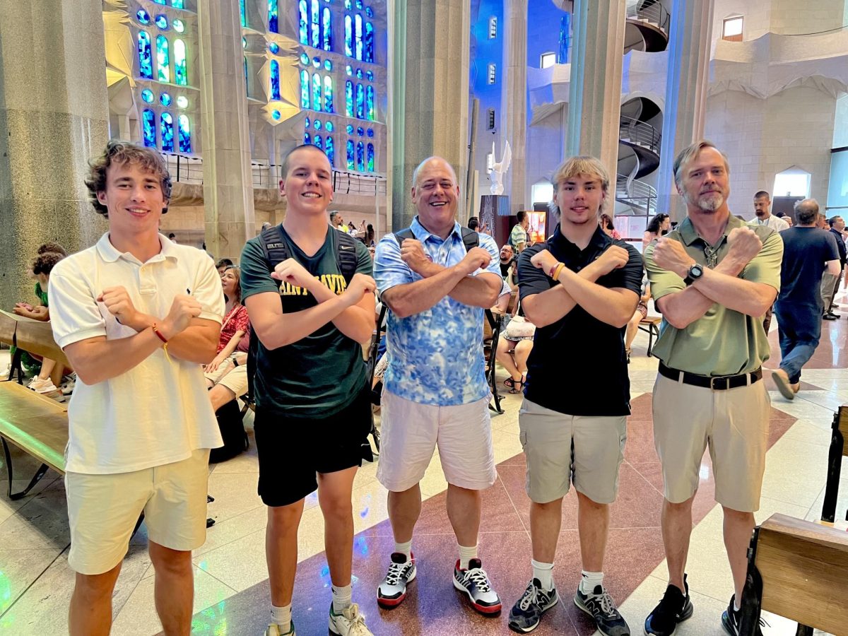 Cole, Abe, Mike, Bo, and Doug at the Basilica de la Sagrada Familia in Spain 